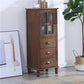 Contemporary 1 - Door 1 Shelves Glass Paned with Drawer Solid Wood Chest