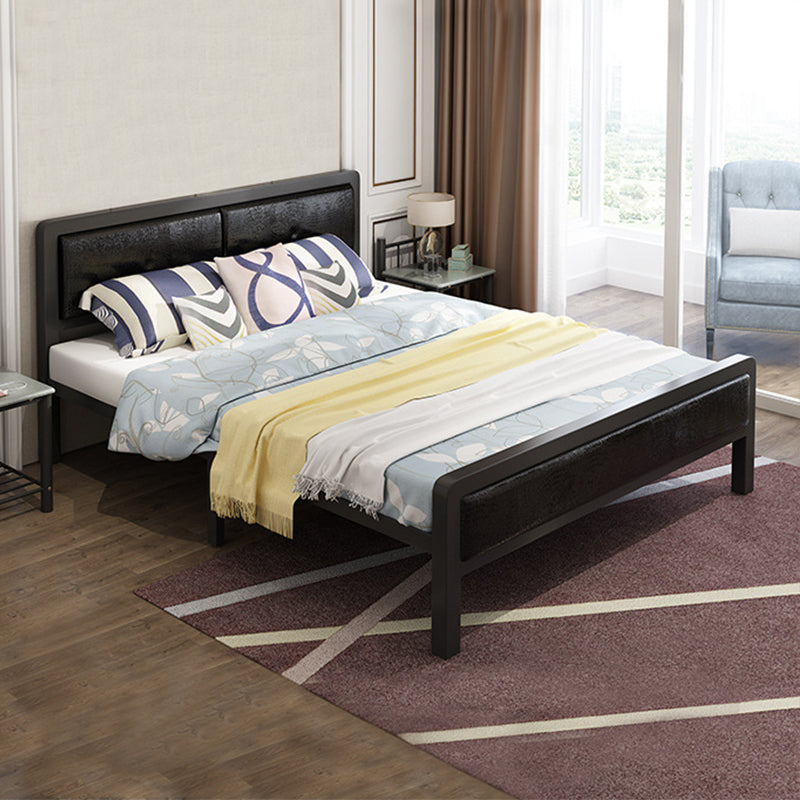 Contemporary Metal Standard Bed, Panel Rectangular Headboard Bed Black Bed & Mattress Clearhalo 'Bedroom Furniture' 'Beds' 'furn' 'furn_beds' 'Furniture' 5438222