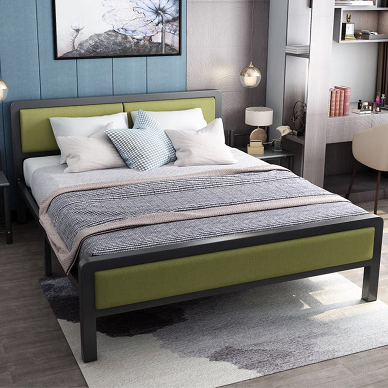 Contemporary Metal Standard Bed, Panel Rectangular Headboard Bed Green Bed & Mattress Clearhalo 'Bedroom Furniture' 'Beds' 'furn' 'furn_beds' 'Furniture' 5438225