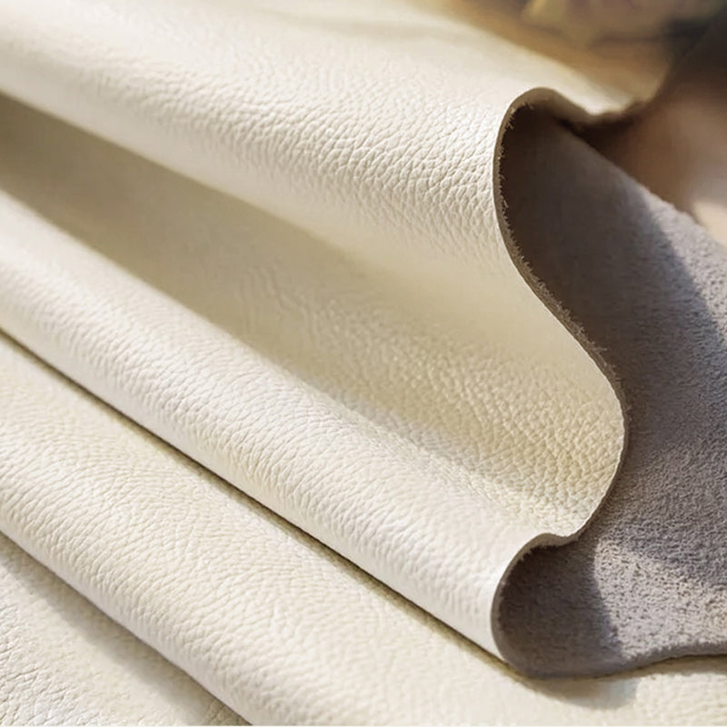 Genuine Leather Modern Panel Bed Pine Wood Standard Bed with Headboard