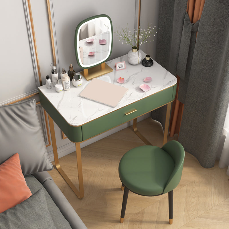 Luxurious Vanity Set 1 Storage Drawer with Mirror & Padded Stool