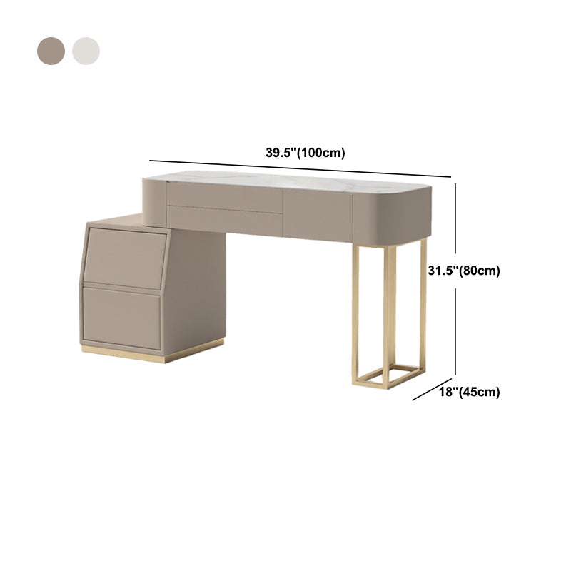 Luxurious 5 Storage Drawer Solid Wood Desk 31.5" Makeup Vanity Desk