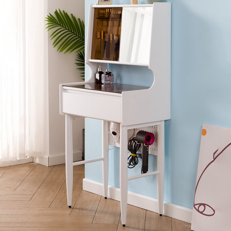 Mirrored Glass Drawers Make-up Vanity with Storage for Bedroom Makeup Vanity White Clearhalo 'Bedroom Furniture' 'furn' 'furn_makeup_vanities' 'Furniture' 'Makeup Vanities' 'makeup_vanities' 5438432