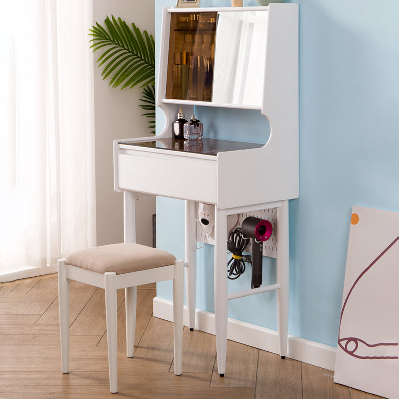 Mirrored Glass Drawers Make-up Vanity with Storage for Bedroom Makeup Vanity & Stools White Clearhalo 'Bedroom Furniture' 'furn' 'furn_makeup_vanities' 'Furniture' 'Makeup Vanities' 'makeup_vanities' 5438439