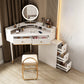 White Makeup Table Stool Set with Drawers for Bedroom 33.5" High