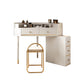 White Makeup Table Stool Set with Drawers for Bedroom 33.5" High