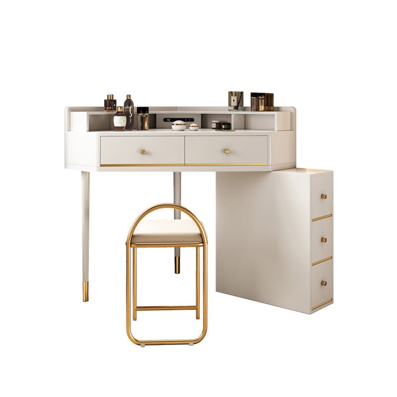 寝室33.5 "の引き出し付きホワイトメイクテーブルスツールセット