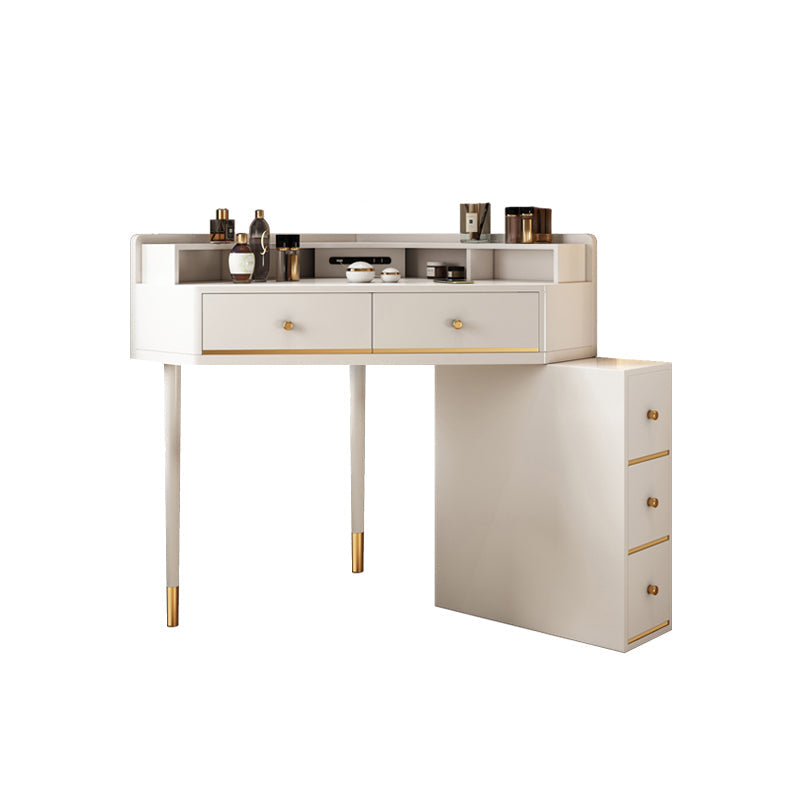 White Makeup Table Stool Set with Drawers for Bedroom 33.5" High