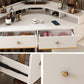 White Makeup Table Stool Set with Drawers for Bedroom 33.5" High