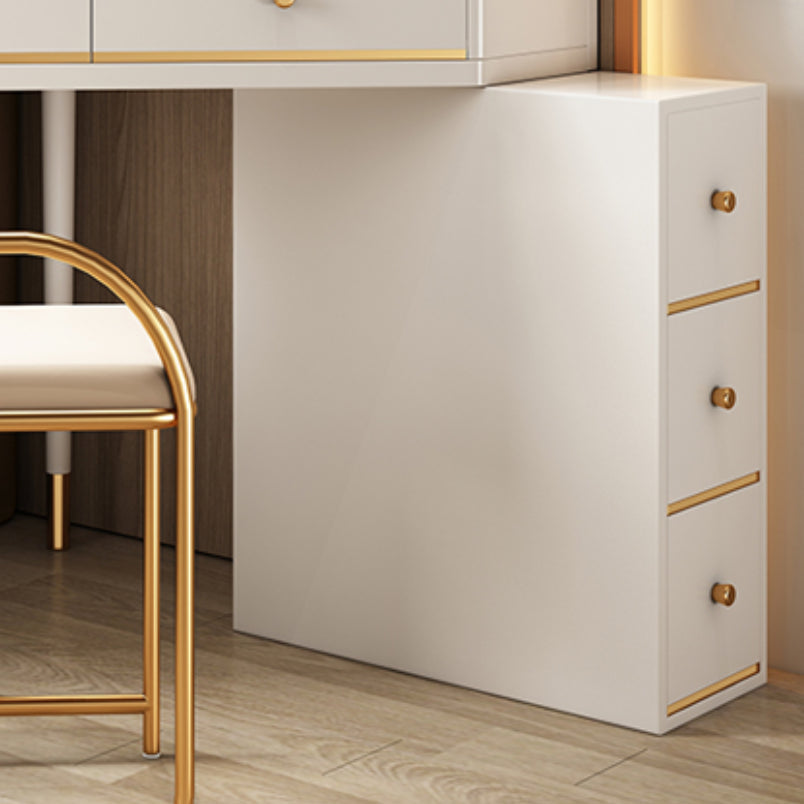 White Makeup Table Stool Set with Drawers for Bedroom 33.5" High