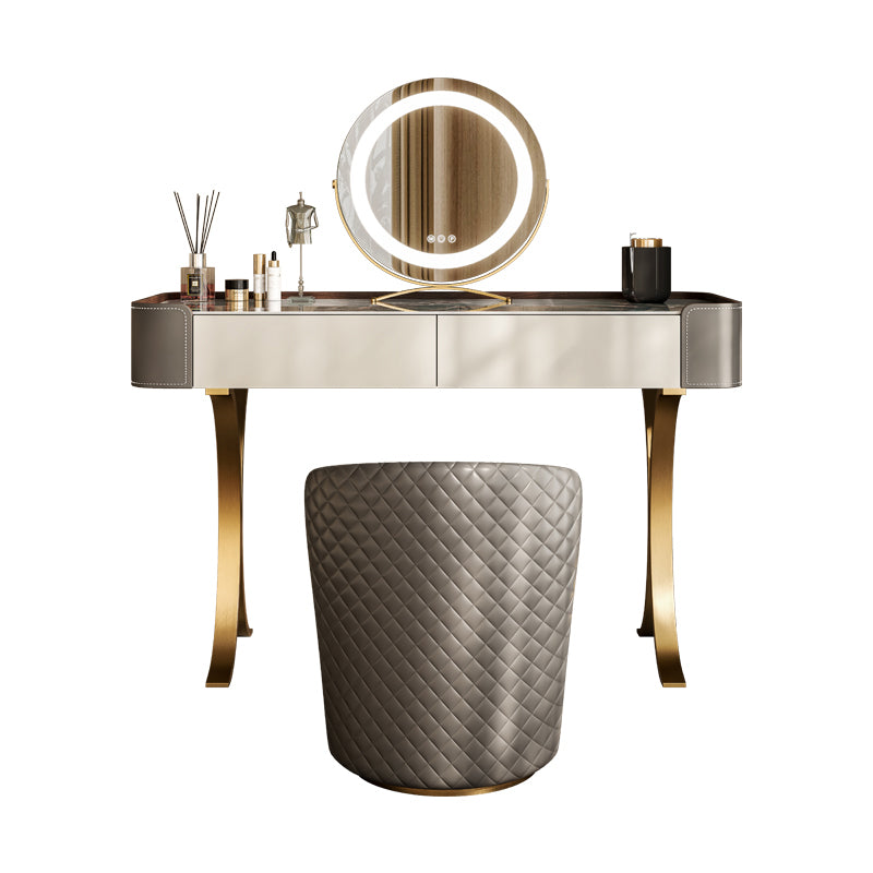 Dresser Makeup Counter With 2 Storage Drawers and Stool for Bedroom Clearhalo 'Bedroom Furniture' 'furn' 'furn_makeup_vanities' 'Furniture' 'Makeup Vanities' 'makeup_vanities' 5438536