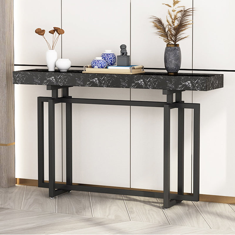 Console resistente alla macchia di rettangolo di marmo glam in nero/bianco