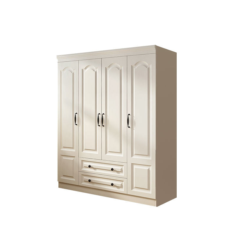 Contemporary White Wardrobe Cabinet Engineered Wood Storage Cabinet 63"L x 20"W x 77"H Armoires & Wardrobes Clearhalo 'Armoires & Wardrobes' 'armoires_wardrobes' 'Bedroom Furniture' 'furn' 'furn_armoires_wardrobes' 'Furniture' 5438697