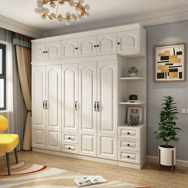 Contemporary White Wardrobe Cabinet Engineered Wood Storage Cabinet Clearhalo 'Armoires & Wardrobes' 'armoires_wardrobes' 'Bedroom Furniture' 'furn' 'furn_armoires_wardrobes' 'Furniture' 5438698