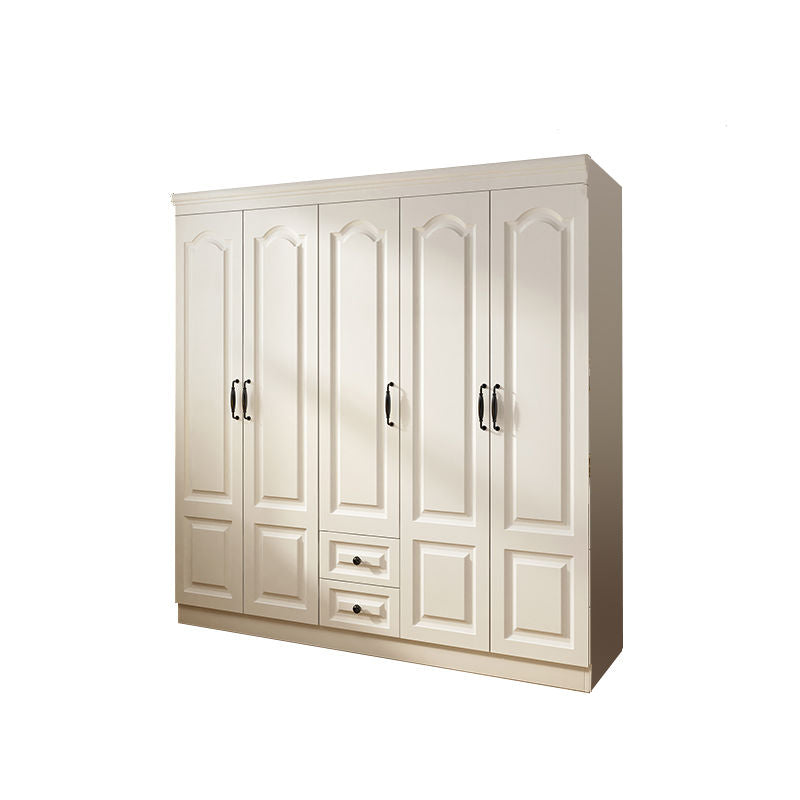 Contemporary White Wardrobe Cabinet Engineered Wood Storage Cabinet 79"L x 20"W x 77"H Armoires & Wardrobes Clearhalo 'Armoires & Wardrobes' 'armoires_wardrobes' 'Bedroom Furniture' 'furn' 'furn_armoires_wardrobes' 'Furniture' 5438699
