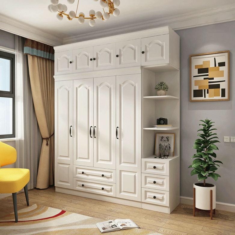 Contemporary White Wardrobe Cabinet Engineered Wood Storage Cabinet Clearhalo 'Armoires & Wardrobes' 'armoires_wardrobes' 'Bedroom Furniture' 'furn' 'furn_armoires_wardrobes' 'Furniture' 5438700