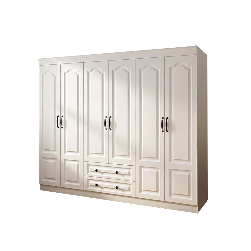 Contemporary White Wardrobe Cabinet Engineered Wood Storage Cabinet 94"L x 20"W x 77"H Armoires & Wardrobes Clearhalo 'Armoires & Wardrobes' 'armoires_wardrobes' 'Bedroom Furniture' 'furn' 'furn_armoires_wardrobes' 'Furniture' 5438701