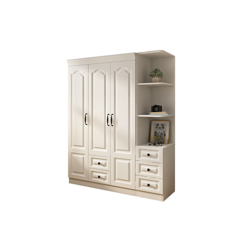 Contemporary White Wardrobe Cabinet Engineered Wood Storage Cabinet 47"L x 20"W x 77"H Armoires & Sideboard Clearhalo 'Armoires & Wardrobes' 'armoires_wardrobes' 'Bedroom Furniture' 'furn' 'furn_armoires_wardrobes' 'Furniture' 5438706