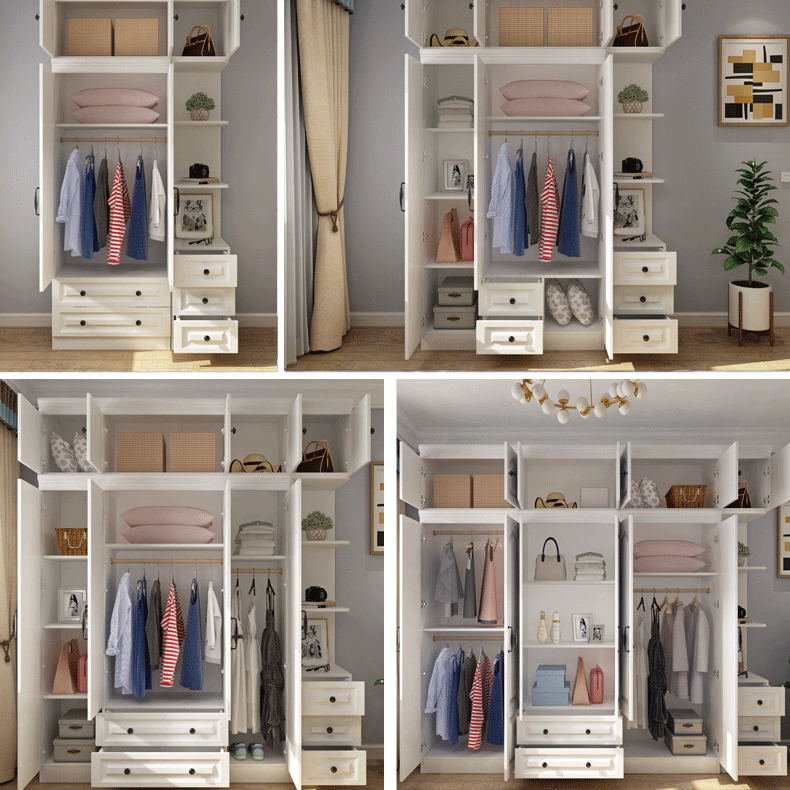 Contemporary White Wardrobe Cabinet Engineered Wood Storage Cabinet Clearhalo 'Armoires & Wardrobes' 'armoires_wardrobes' 'Bedroom Furniture' 'furn' 'furn_armoires_wardrobes' 'Furniture' 5438707