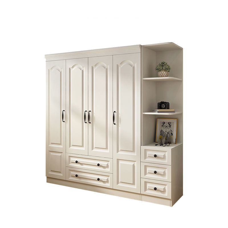 Contemporary White Wardrobe Cabinet Engineered Wood Storage Cabinet 63"L x 20"W x 77"H Armoires & Sideboard Clearhalo 'Armoires & Wardrobes' 'armoires_wardrobes' 'Bedroom Furniture' 'furn' 'furn_armoires_wardrobes' 'Furniture' 5438708