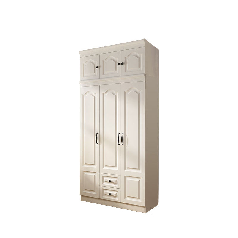 Contemporary White Wardrobe Cabinet Engineered Wood Storage Cabinet 47"L x 20"W x 77"H Armories & Top Cabinet Clearhalo 'Armoires & Wardrobes' 'armoires_wardrobes' 'Bedroom Furniture' 'furn' 'furn_armoires_wardrobes' 'Furniture' 5438711