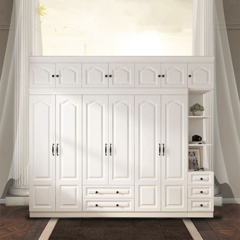 Contemporary White Wardrobe Cabinet Engineered Wood Storage Cabinet Clearhalo 'Armoires & Wardrobes' 'armoires_wardrobes' 'Bedroom Furniture' 'furn' 'furn_armoires_wardrobes' 'Furniture' 5438713