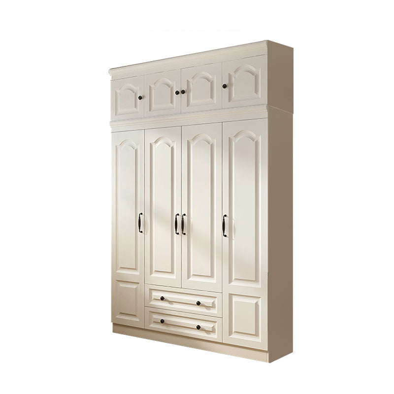 Contemporary White Wardrobe Cabinet Engineered Wood Storage Cabinet 63"L x 20"W x 77"H Armories & Top Cabinet Clearhalo 'Armoires & Wardrobes' 'armoires_wardrobes' 'Bedroom Furniture' 'furn' 'furn_armoires_wardrobes' 'Furniture' 5438714