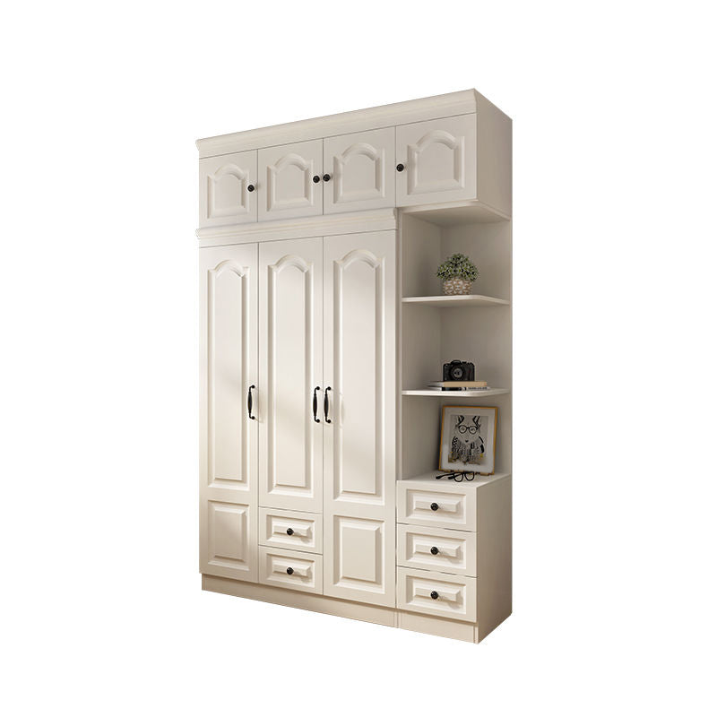Contemporary White Wardrobe Cabinet Engineered Wood Storage Cabinet 47"L x 20"W x 77"H Armoires& Sideboard& Top Cabinet Clearhalo 'Armoires & Wardrobes' 'armoires_wardrobes' 'Bedroom Furniture' 'furn' 'furn_armoires_wardrobes' 'Furniture' 5438717