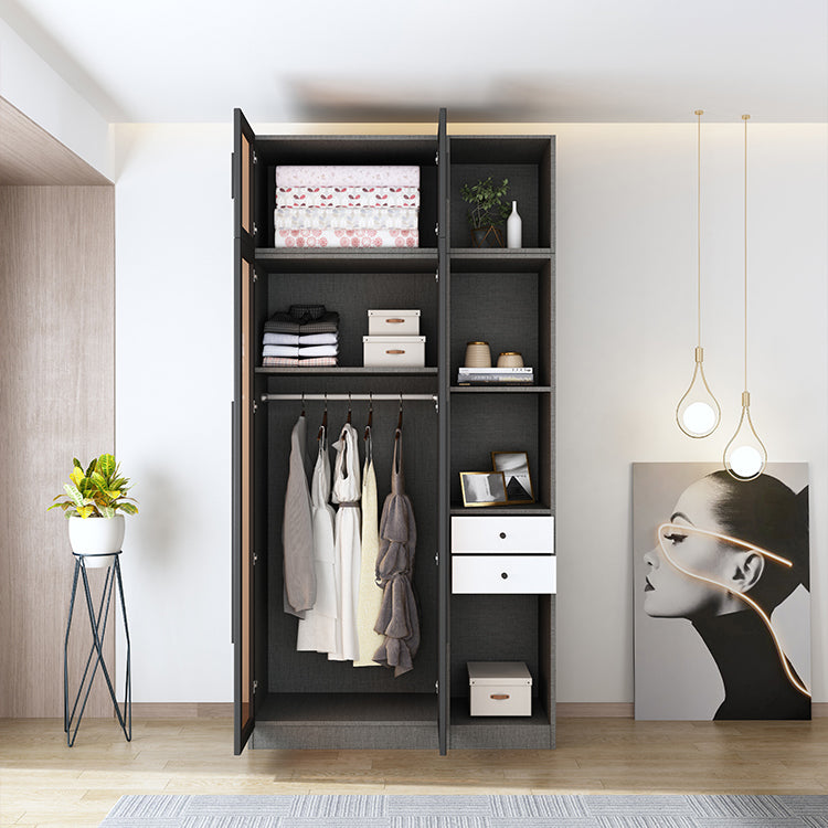 Armoire de garde-robe en verre et en bois placée de garde-robe contemporaine