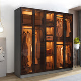 Armoire de garde-robe en verre et en bois placée de garde-robe contemporaine