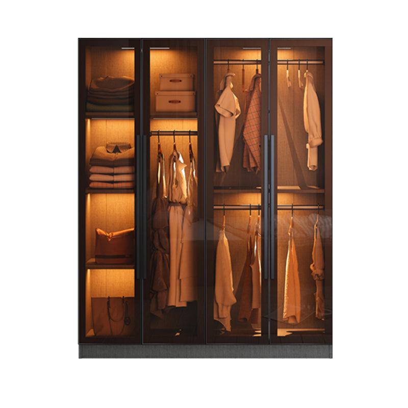 Armoire de garde-robe en verre et en bois placée de garde-robe contemporaine