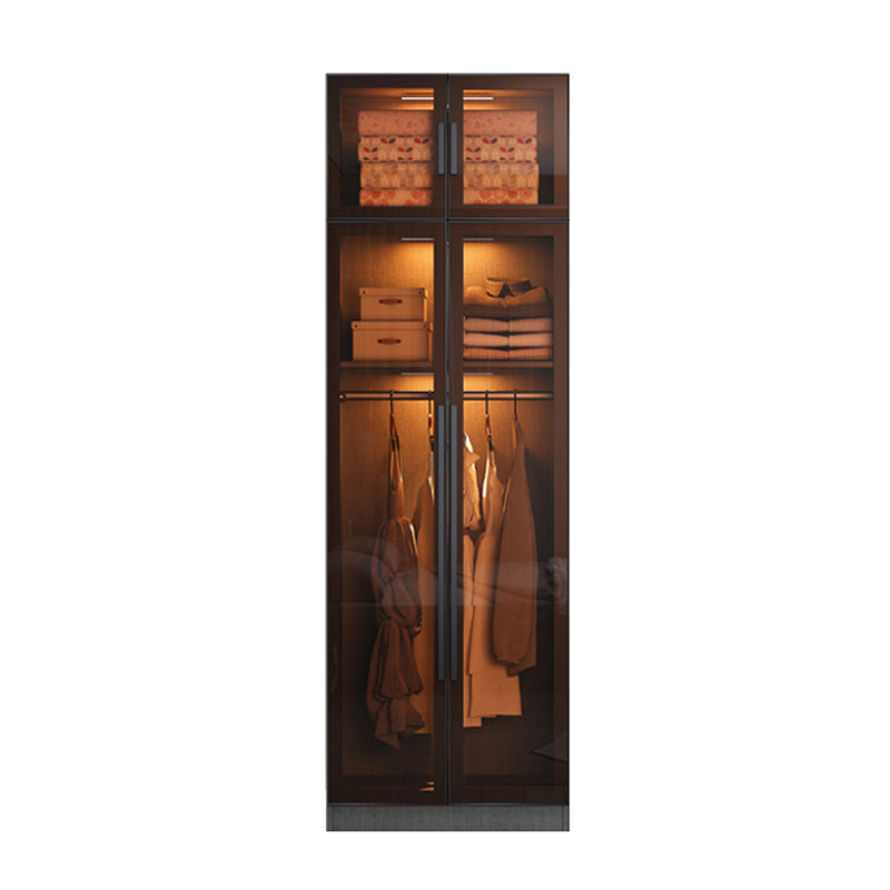 Armoire de garde-robe en verre et en bois placée de garde-robe contemporaine