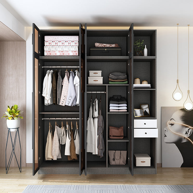 Armoire de garde-robe en verre et en bois placée de garde-robe contemporaine