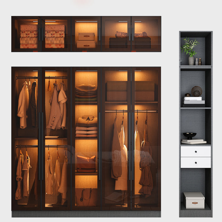 Armoire de garde-robe en verre et en bois placée de garde-robe contemporaine