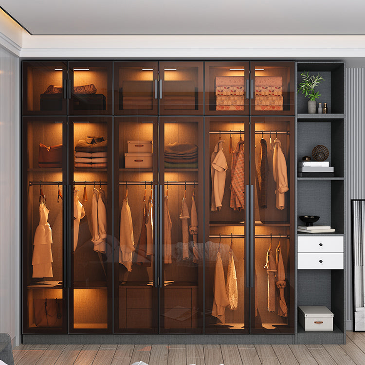 Armoire de garde-robe en verre et en bois placée de garde-robe contemporaine