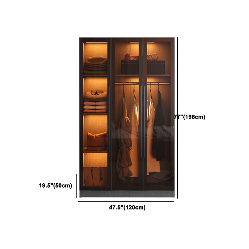 Armoire de garde-robe en verre et en bois placée de garde-robe contemporaine