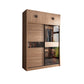 Brown Wardrobe Closet Engineered Wood Storage Cabinet for Bedroom