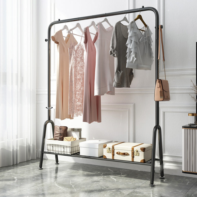 Contemporary Style Wardrobe Metal Bedroom Wardrobe Closet With Shelf 47"L x 13"W x 58"H Black 1 Clearhalo 'Armoires & Wardrobes' 'armoires_wardrobes' 'Bedroom Furniture' 'furn' 'furn_armoires_wardrobes' 'Furniture' 5438797