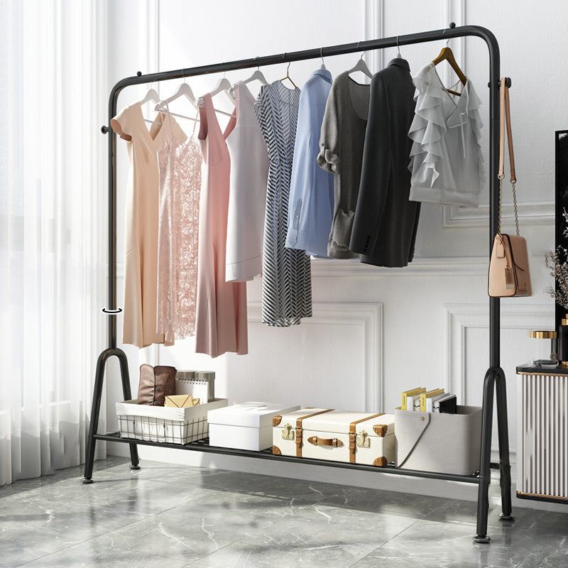 Contemporary Style Wardrobe Metal Bedroom Wardrobe Closet With Shelf 59"L x 13"W x 58"H Black 1 Clearhalo 'Armoires & Wardrobes' 'armoires_wardrobes' 'Bedroom Furniture' 'furn' 'furn_armoires_wardrobes' 'Furniture' 5438799