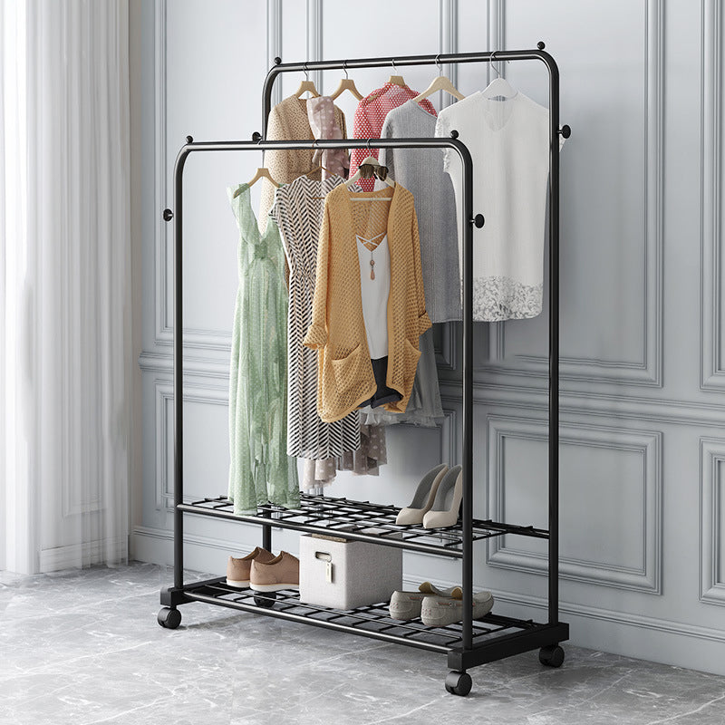 Contemporary Style Wardrobe Metal Bedroom Wardrobe Closet With Shelf 39.5"L x 17"W x 58"H Black 2 Clearhalo 'Armoires & Wardrobes' 'armoires_wardrobes' 'Bedroom Furniture' 'furn' 'furn_armoires_wardrobes' 'Furniture' 5438800