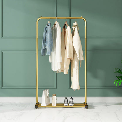 Contemporary Style Wardrobe Metal Bedroom Wardrobe Closet With Shelf 23.6"L x 14.2"W x 55.1"H Gold 1 Clearhalo 'Armoires & Wardrobes' 'armoires_wardrobes' 'Bedroom Furniture' 'furn' 'furn_armoires_wardrobes' 'Furniture' 5438806