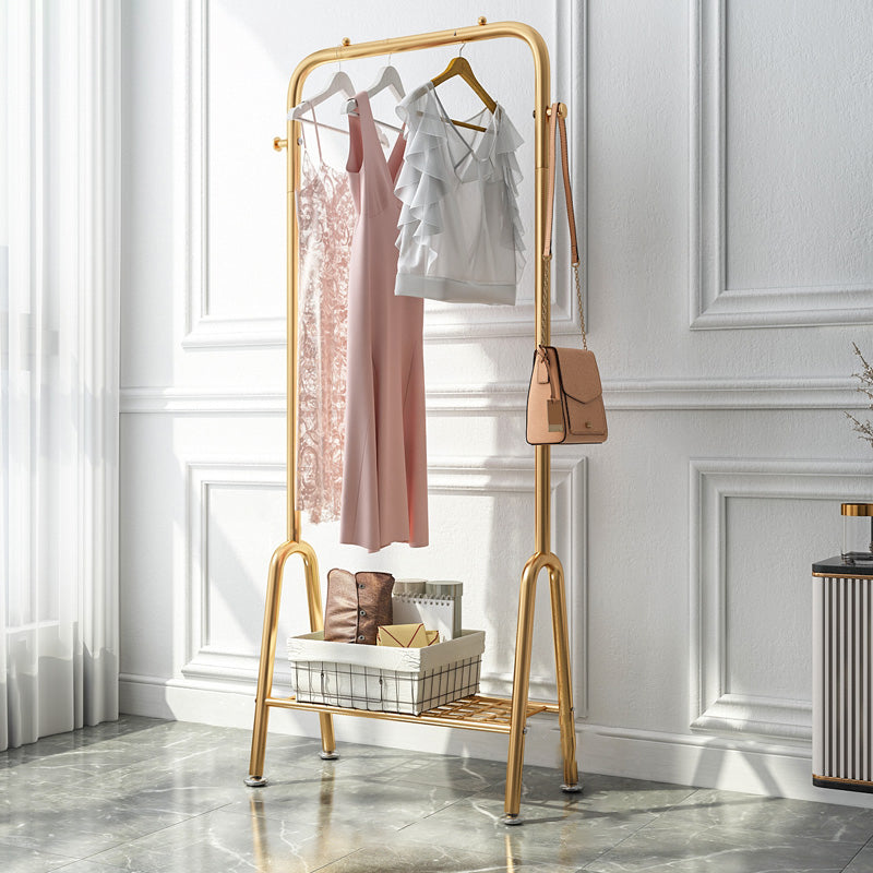 Contemporary Style Wardrobe Metal Bedroom Wardrobe Closet With Shelf 23.5"L x 13"W x 58"H Gold 1 Clearhalo 'Armoires & Wardrobes' 'armoires_wardrobes' 'Bedroom Furniture' 'furn' 'furn_armoires_wardrobes' 'Furniture' 5438808