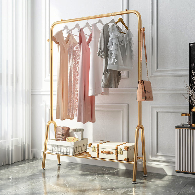 Contemporary Style Wardrobe Metal Bedroom Wardrobe Closet With Shelf 39.5"L x 13"W x 58"H Gold 1 Clearhalo 'Armoires & Wardrobes' 'armoires_wardrobes' 'Bedroom Furniture' 'furn' 'furn_armoires_wardrobes' 'Furniture' 5438811