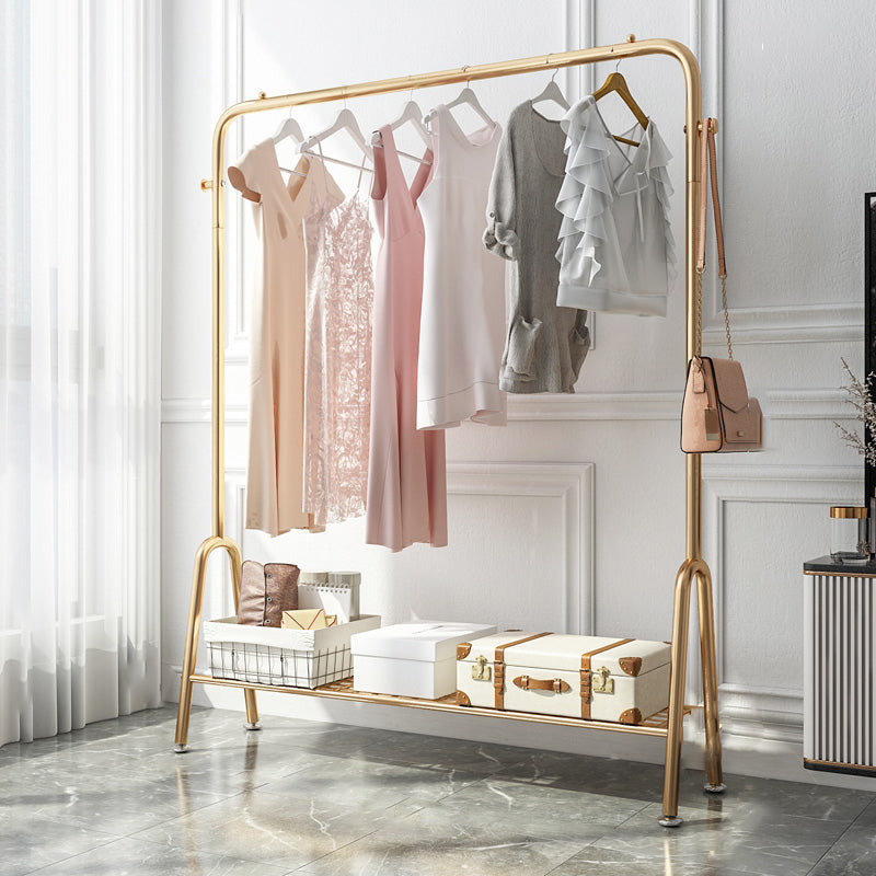 Contemporary Style Wardrobe Metal Bedroom Wardrobe Closet With Shelf 47"L x 13"W x 58"H Gold 1 Clearhalo 'Armoires & Wardrobes' 'armoires_wardrobes' 'Bedroom Furniture' 'furn' 'furn_armoires_wardrobes' 'Furniture' 5438814