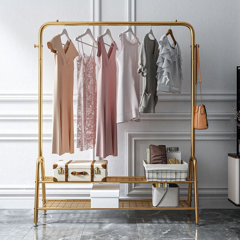 Contemporary Style Wardrobe Metal Bedroom Wardrobe Closet With Shelf 47"L x 13"W x 58"H Gold 2 Clearhalo 'Armoires & Wardrobes' 'armoires_wardrobes' 'Bedroom Furniture' 'furn' 'furn_armoires_wardrobes' 'Furniture' 5438815