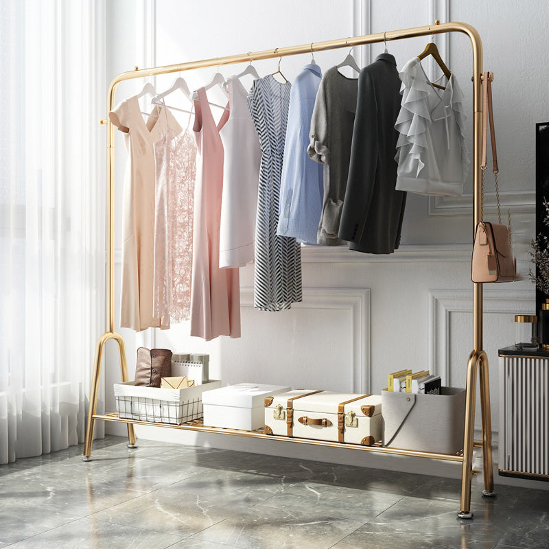 Contemporary Style Wardrobe Metal Bedroom Wardrobe Closet With Shelf 59"L x 13"W x 58"H Gold 1 Clearhalo 'Armoires & Wardrobes' 'armoires_wardrobes' 'Bedroom Furniture' 'furn' 'furn_armoires_wardrobes' 'Furniture' 5438816