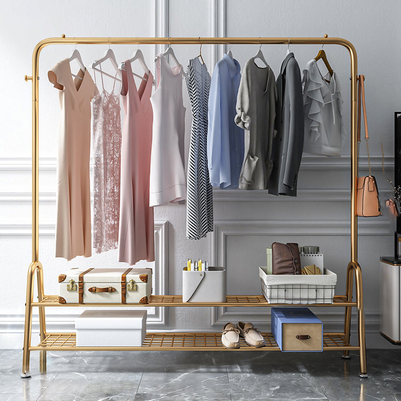 Contemporary Style Wardrobe Metal Bedroom Wardrobe Closet With Shelf 59"L x 13"W x 58"H Gold 2 Clearhalo 'Armoires & Wardrobes' 'armoires_wardrobes' 'Bedroom Furniture' 'furn' 'furn_armoires_wardrobes' 'Furniture' 5438817