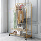Contemporary Style Wardrobe Metal Bedroom Wardrobe Closet With Shelf 39.5"L x 17"W x 58"H Gold 2 Clearhalo 'Armoires & Wardrobes' 'armoires_wardrobes' 'Bedroom Furniture' 'furn' 'furn_armoires_wardrobes' 'Furniture' 5438818