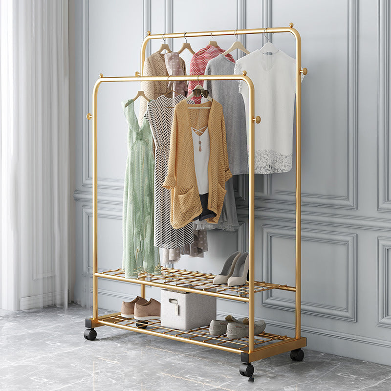 Contemporary Style Wardrobe Metal Bedroom Wardrobe Closet With Shelf 39.5"L x 17"W x 58"H Gold 2 Clearhalo 'Armoires & Wardrobes' 'armoires_wardrobes' 'Bedroom Furniture' 'furn' 'furn_armoires_wardrobes' 'Furniture' 5438818