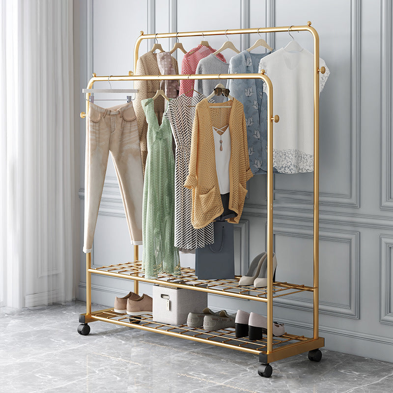 Contemporary Style Wardrobe Metal Bedroom Wardrobe Closet With Shelf 47"L x 17"W x 58"H Gold 2 Clearhalo 'Armoires & Wardrobes' 'armoires_wardrobes' 'Bedroom Furniture' 'furn' 'furn_armoires_wardrobes' 'Furniture' 5438819